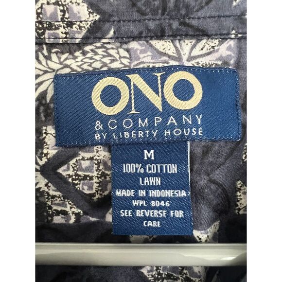ONO & Company Mens Button Up Short Sleeve Shirt Floral Print Blue/Gray Size M - Picture 4 of 5